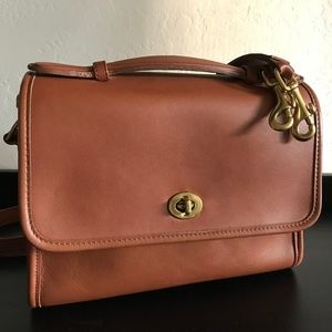 Vintage Coach Court Bag, Saddle Brown 9870